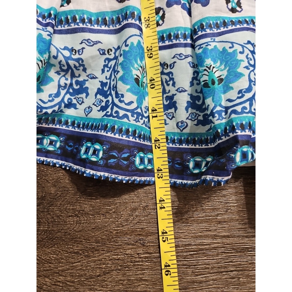 Lucky‎ Brand Women's Cotton Printed Blue & Black V-neck Sleeveless Maxi Dress - Picture 7 of 9